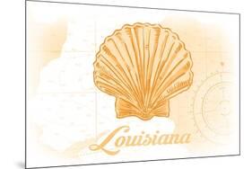 Louisiana - Scallop Shell - Yellow - Coastal Icon-Lantern Press-Mounted Art Print