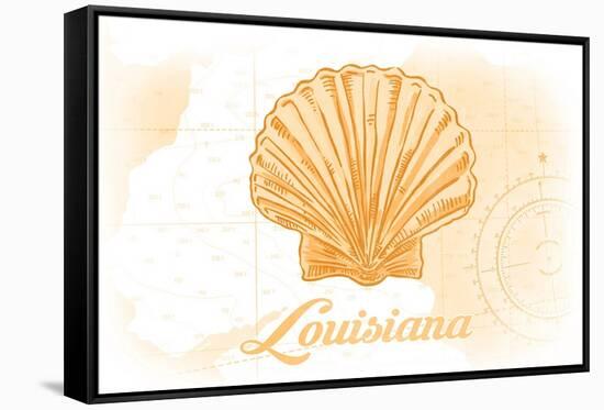 Louisiana - Scallop Shell - Yellow - Coastal Icon-Lantern Press-Framed Stretched Canvas