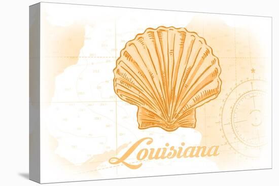 Louisiana - Scallop Shell - Yellow - Coastal Icon-Lantern Press-Stretched Canvas