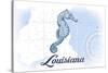 Louisiana - Seahorse - Blue - Coastal Icon-Lantern Press-Stretched Canvas