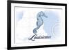 Louisiana - Seahorse - Blue - Coastal Icon-Lantern Press-Framed Art Print