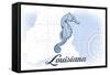 Louisiana - Seahorse - Blue - Coastal Icon-Lantern Press-Framed Stretched Canvas