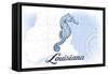 Louisiana - Seahorse - Blue - Coastal Icon-Lantern Press-Framed Stretched Canvas