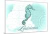 Louisiana - Seahorse - Teal - Coastal Icon-Lantern Press-Mounted Premium Giclee Print