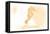 Louisiana - Seahorse - Yellow - Coastal Icon-Lantern Press-Framed Stretched Canvas