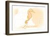 Louisiana - Seahorse - Yellow - Coastal Icon-Lantern Press-Framed Art Print