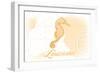 Louisiana - Seahorse - Yellow - Coastal Icon-Lantern Press-Framed Art Print