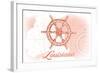 Louisiana - Ship Wheel - Coral - Coastal Icon-Lantern Press-Framed Art Print