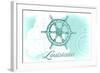 Louisiana - Ship Wheel - Teal - Coastal Icon-Lantern Press-Framed Art Print