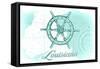 Louisiana - Ship Wheel - Teal - Coastal Icon-Lantern Press-Framed Stretched Canvas