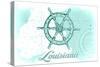 Louisiana - Ship Wheel - Teal - Coastal Icon-Lantern Press-Stretched Canvas