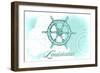 Louisiana - Ship Wheel - Teal - Coastal Icon-Lantern Press-Framed Art Print