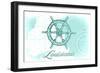 Louisiana - Ship Wheel - Teal - Coastal Icon-Lantern Press-Framed Art Print