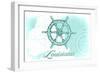 Louisiana - Ship Wheel - Teal - Coastal Icon-Lantern Press-Framed Art Print