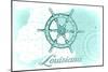 Louisiana - Ship Wheel - Teal - Coastal Icon-Lantern Press-Mounted Art Print