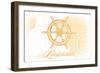 Louisiana - Ship Wheel - Yellow - Coastal Icon-Lantern Press-Framed Art Print