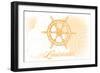 Louisiana - Ship Wheel - Yellow - Coastal Icon-Lantern Press-Framed Art Print