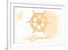 Louisiana - Ship Wheel - Yellow - Coastal Icon-Lantern Press-Framed Art Print