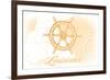 Louisiana - Ship Wheel - Yellow - Coastal Icon-Lantern Press-Framed Art Print