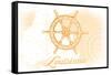 Louisiana - Ship Wheel - Yellow - Coastal Icon-Lantern Press-Framed Stretched Canvas