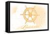 Louisiana - Ship Wheel - Yellow - Coastal Icon-Lantern Press-Framed Stretched Canvas