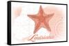 Louisiana - Starfish - Coral - Coastal Icon-Lantern Press-Framed Stretched Canvas