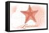 Louisiana - Starfish - Coral - Coastal Icon-Lantern Press-Framed Stretched Canvas