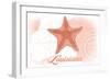 Louisiana - Starfish - Coral - Coastal Icon-Lantern Press-Framed Art Print