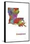 Louisiana State Map 1-Marlene Watson-Framed Stretched Canvas