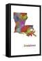 Louisiana State Map 1-Marlene Watson-Framed Stretched Canvas