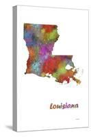 Louisiana State Map 1-Marlene Watson-Stretched Canvas