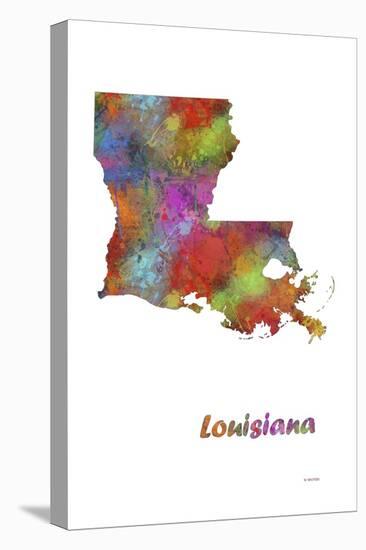 Louisiana State Map 1-Marlene Watson-Stretched Canvas