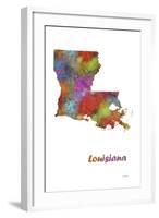 Louisiana State Map 1-Marlene Watson-Framed Giclee Print