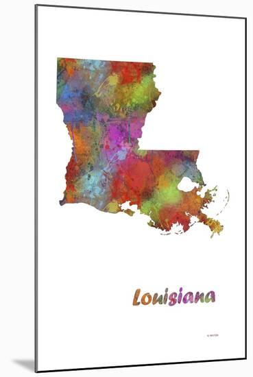 Louisiana State Map 1-Marlene Watson-Mounted Giclee Print