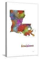 Louisiana State Map 1-Marlene Watson-Stretched Canvas
