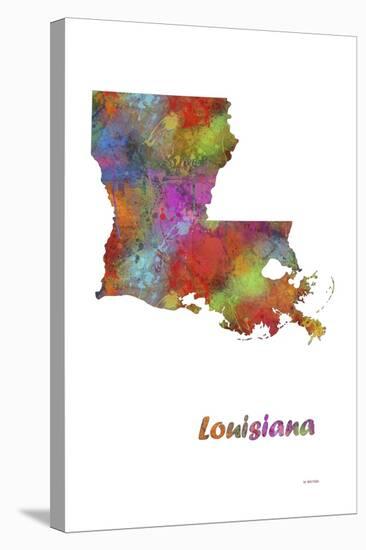 Louisiana State Map 1-Marlene Watson-Stretched Canvas