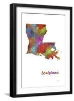 Louisiana State Map 1-Marlene Watson-Framed Giclee Print