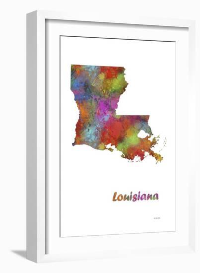 Louisiana State Map 1-Marlene Watson-Framed Giclee Print