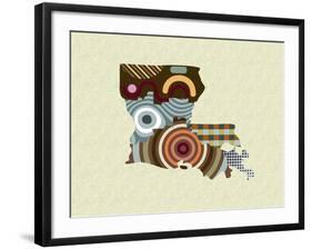 Louisiana State Map-Lanre Adefioye-Framed Giclee Print