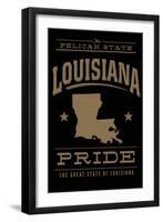 Louisiana State Pride - Gold on Black-Lantern Press-Framed Art Print