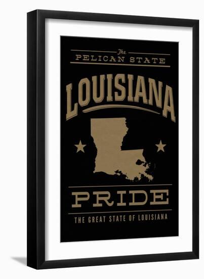 Louisiana State Pride - Gold on Black-Lantern Press-Framed Art Print