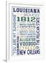 Louisiana - Typography-Lantern Press-Framed Art Print