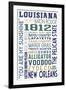 Louisiana - Typography-Lantern Press-Framed Art Print