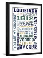 Louisiana - Typography-Lantern Press-Framed Art Print