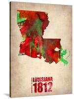Louisiana Watercolor Map-NaxArt-Stretched Canvas