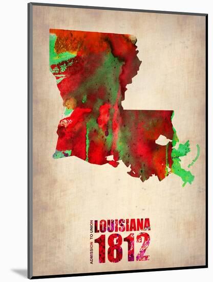 Louisiana Watercolor Map-NaxArt-Mounted Art Print