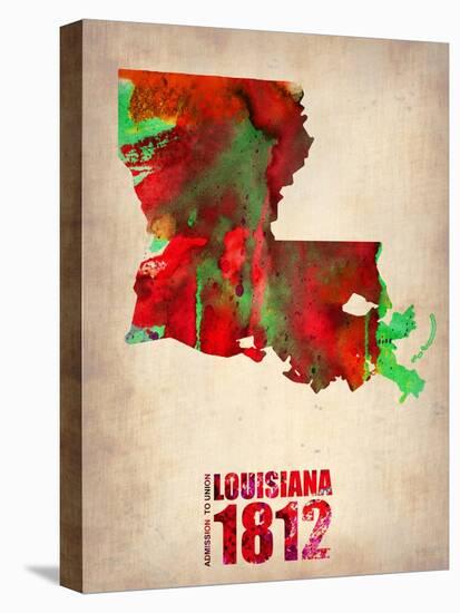 Louisiana Watercolor Map-NaxArt-Stretched Canvas