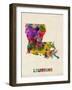 Louisiana Watercolor Map-Michael Tompsett-Framed Art Print