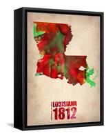 Louisiana Watercolor Map-NaxArt-Framed Stretched Canvas