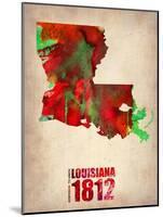 Louisiana Watercolor Map-NaxArt-Mounted Art Print